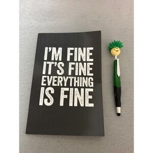 Im Fine Its Fine Everything Is Fine Ntbk and Novelty Mop Topper Pen Set Black
